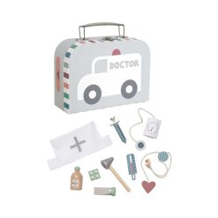 Jabadabado Βαλιτσάκι με Ξύλινα Εργαλεία Γιατρού Γκρι JB-W7261