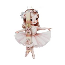 Λαμπάδα Με Μπαλαρίνα και λουλούδια